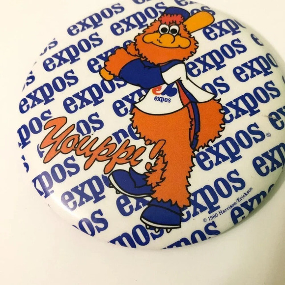Vintage 1980 Expos Mascot Youppi Baseball Pin Back Button - Picture 3 of 13